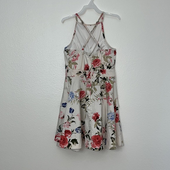 Speechless Womens Juniors Floral Fit & Flare Halter Dress Ivory 7 - Picture 9 of 16